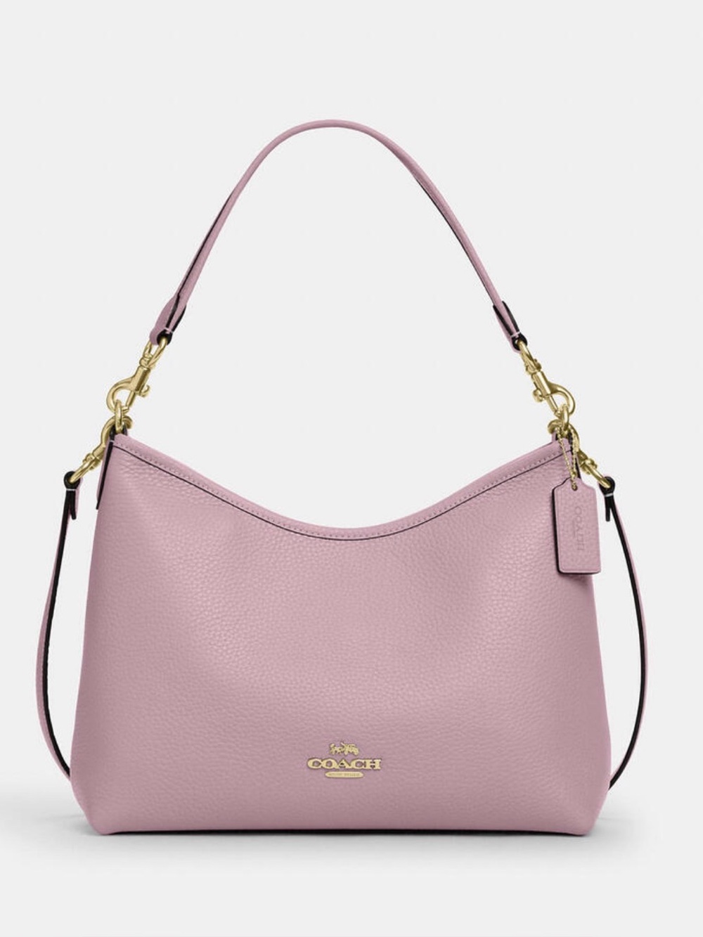 New Coach Laurel Shoulder Bag Carnation Pink Pebbled Leather